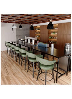Chogori Swivel Bar Stools Set of 2, 26" Counter Height Bar Chairs with Curved Back and Armrest Modern Linen Upholstered Wood Barstools for Kitchen Island Home Bar  - Image 4