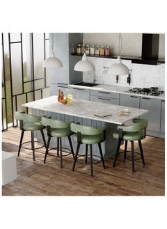 Chogori Swivel Bar Stools Set of 2, 26" Counter Height Bar Chairs with Curved Back and Armrest Modern Linen Upholstered Wood Barstools for Kitchen Island Home Bar  - Image 5