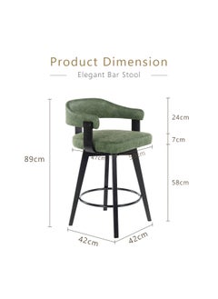 Chogori Swivel Bar Stools Set of 2, 26" Counter Height Bar Chairs with Curved Back and Armrest Modern Linen Upholstered Wood Barstools for Kitchen Island Home Bar  - Image 2