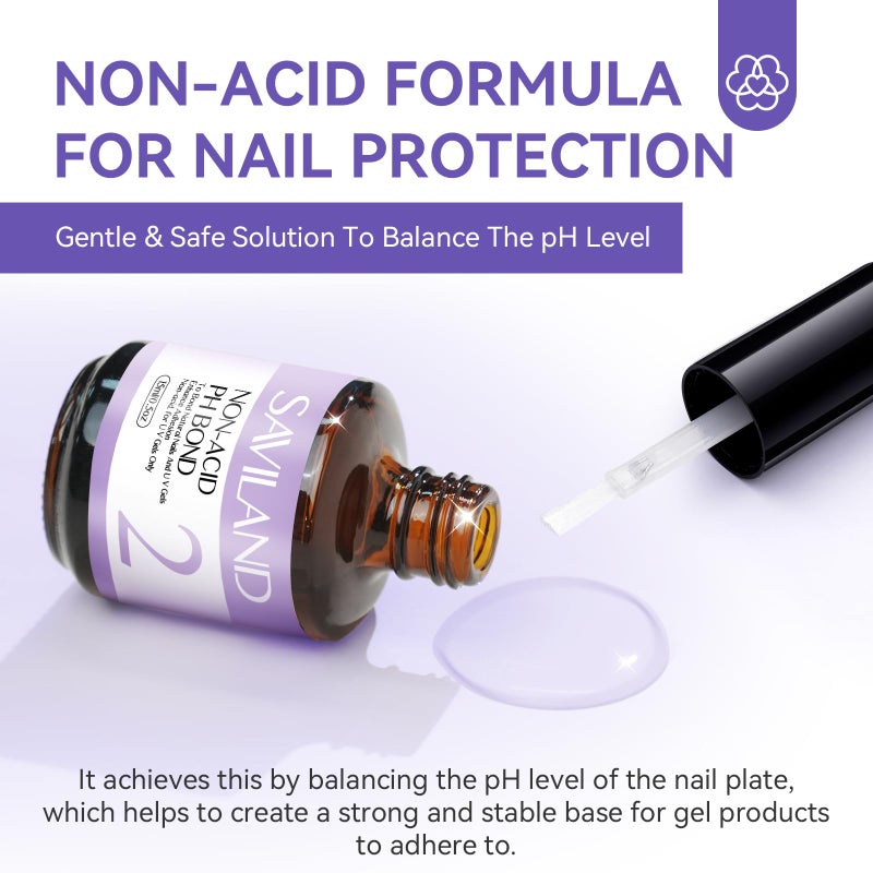SAVILAND Nail Dehydrator and Primer: Acid-Free Natural Nail Dehydrator and Nail Primer & Protein Bonding Acrylic Nail Kit Gel Nail Polish Superior Bonding Acrylic Nail Supplies Profession Salons - Image 4