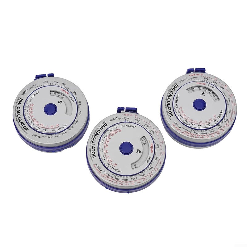 Retractable Tape Measure 150cm BMI Health Tracking Personal Goals 3PCS Blue - Image 1