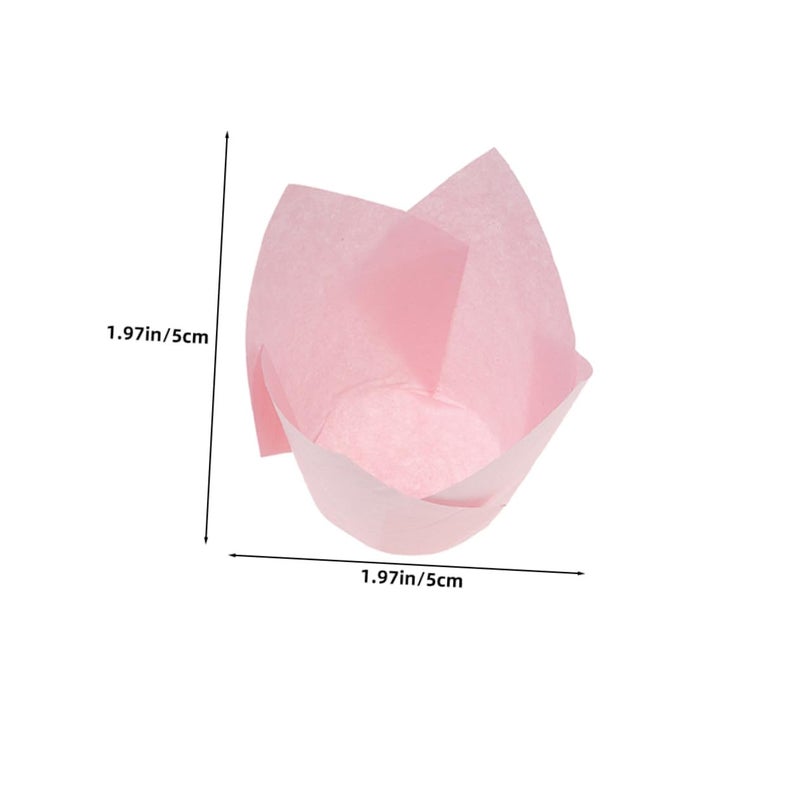 Light Pink Tulip Style Cupcake Liners 50pcs Greaseproof Baking Cups Muffin Cases - Image 3