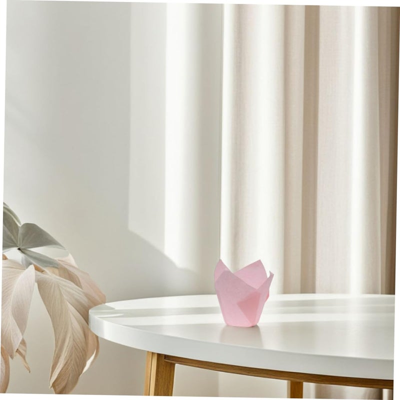 Light Pink Tulip Style Cupcake Liners 50pcs Greaseproof Baking Cups Muffin Cases - Image 5