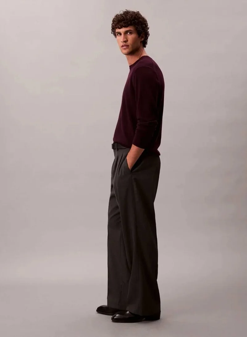 Calvin Klein Moroccan Brown Merino Wool Classic Sweater for Men | Best Price UAE