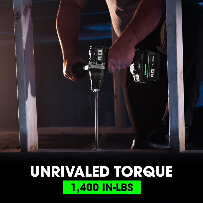 FLEX 24V Brushless Cordless 1/2-Inch 1,400 In-Lbs Torque 2-Speed Hammer Drill Turbo Mode Tool Only, Battery and Charger Not Included - FX1271T-Z - Image 3
