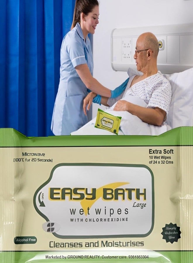 PEPL Premium 6 Pack X10= 60 Easy Bath Body wet wipes for Adults Patients Women Elders Men Baby | Body Cleaning Hospitals Home Care Travel Pack Large Size Doctors Choice Easy Eco Bath Wet Wipes - Image 2