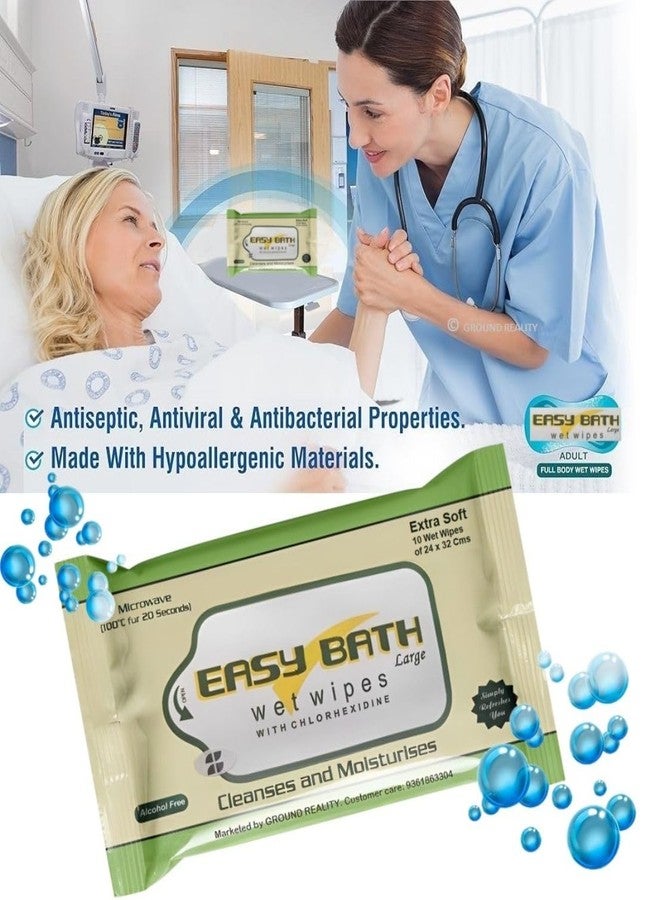 PEPL Premium 6 Pack X10= 60 Easy Bath Body wet wipes for Adults Patients Women Elders Men Baby | Body Cleaning Hospitals Home Care Travel Pack Large Size Doctors Choice Easy Eco Bath Wet Wipes - Image 5