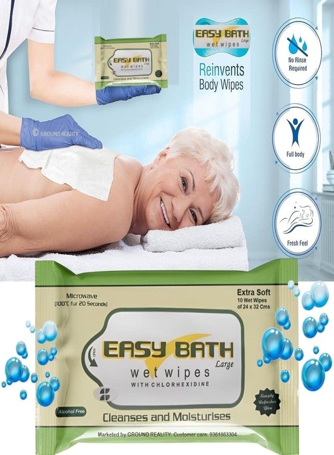PEPL Premium 6 Pack X10= 60 Easy Bath Body wet wipes for Adults Patients Women Elders Men Baby | Body Cleaning Hospitals Home Care Travel Pack Large Size Doctors Choice Easy Eco Bath Wet Wipes - Image 3