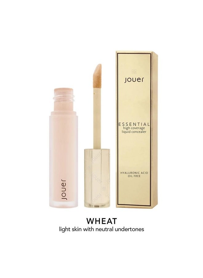 Jouer - Essential High Coverage Liquid Concealer Brightening Concealer Color Corrector For Under Eye Dark Circles, Spot Coverage, And Eye Primer Soft Matte Finish, Wheat - Image 1