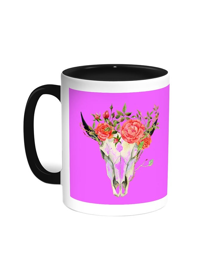 RYN Abstract Art Of The Skull Of A Deer Printed Coffee Mug Black/White 11ounce