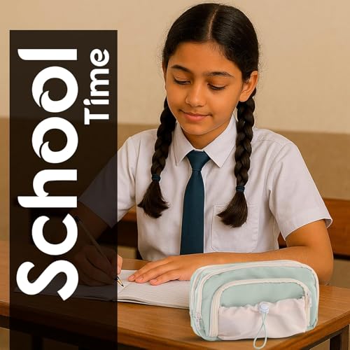 Hexwell Pencil Cases Large Capacity Pencil Bag Pouch Holder Box for Girls Kids Office Students Organizer School Stationery Supplies (Pista Green) - Image 5