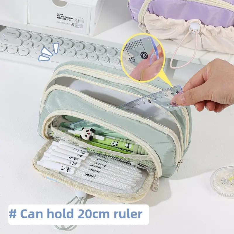 Hexwell Pencil Cases Large Capacity Pencil Bag Pouch Holder Box for Girls Kids Office Students Organizer School Stationery Supplies (Pista Green) - Image 3