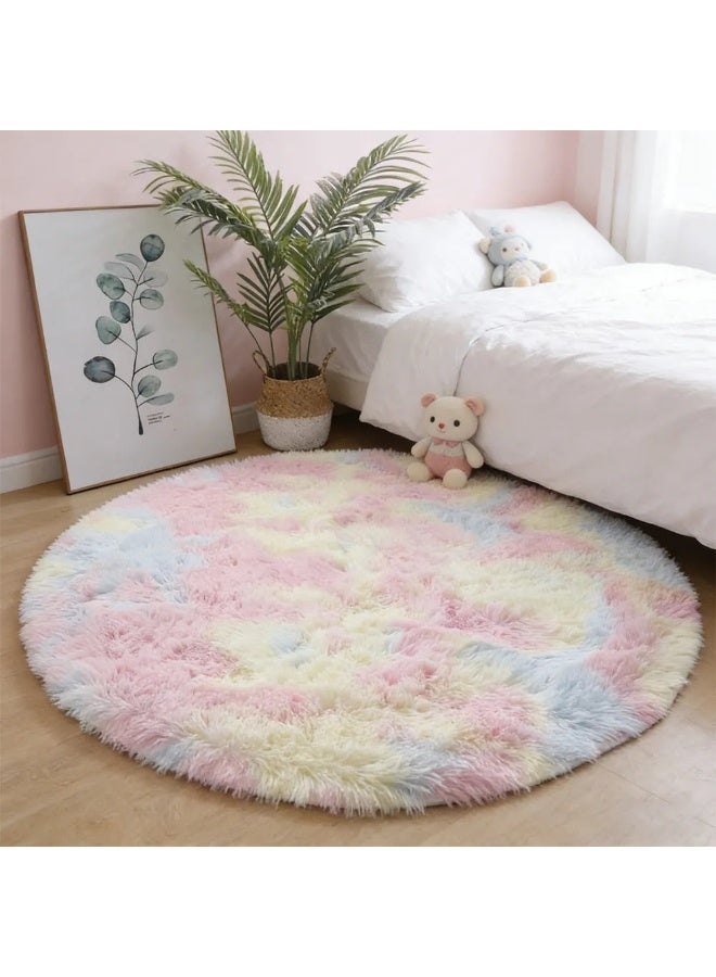 100cm Super Soft Fluffy Round Plush Rug for Living Room, Bedroom, Nursery - Decorative Floor Mat - Image 5