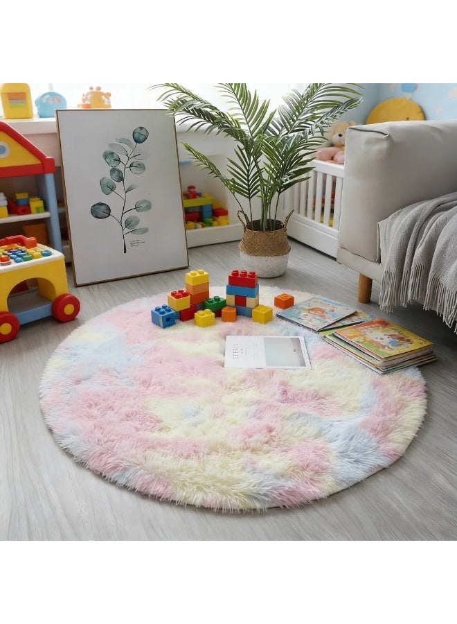 100cm Super Soft Fluffy Round Plush Rug for Living Room, Bedroom, Nursery - Decorative Floor Mat - Image 3