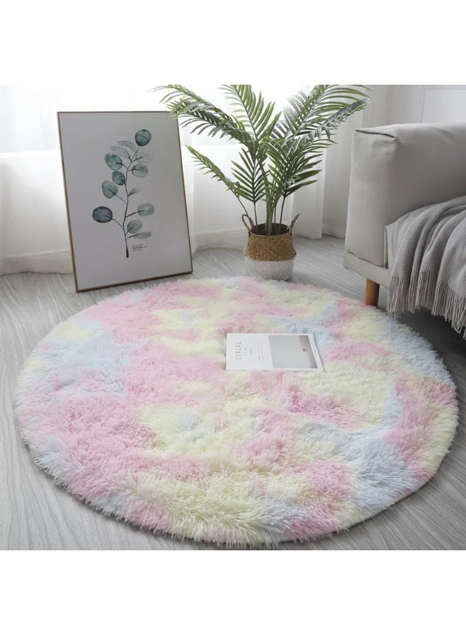 100cm Super Soft Fluffy Round Plush Rug for Living Room, Bedroom, Nursery - Decorative Floor Mat - Image 1