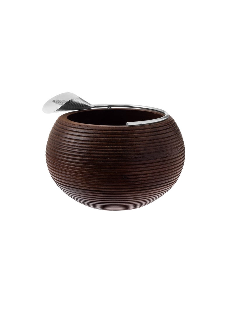 Dania - Beech wood serving bowl with Silver lily decor for multiple uses - Image 1