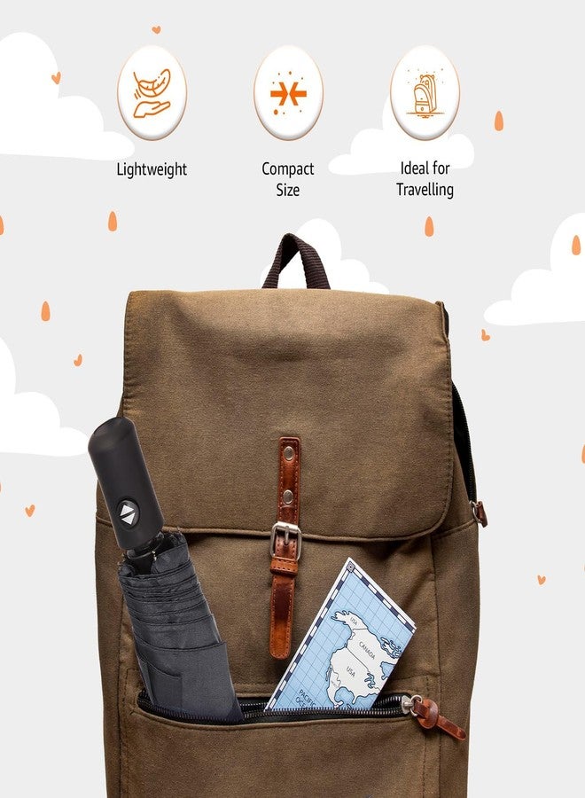 GLNRM مظلة GLNRM قابلة للطي والفتح التلقائي، مظلة محمولة أوتوماتيكية للمطر، مظلة قابلة للطي للرجال والنساء، حقيبة ظهر، حقيبة يد، مظلة محمولة للسفر (عبوة من قطعة واحدة) (أسود) - Image 5