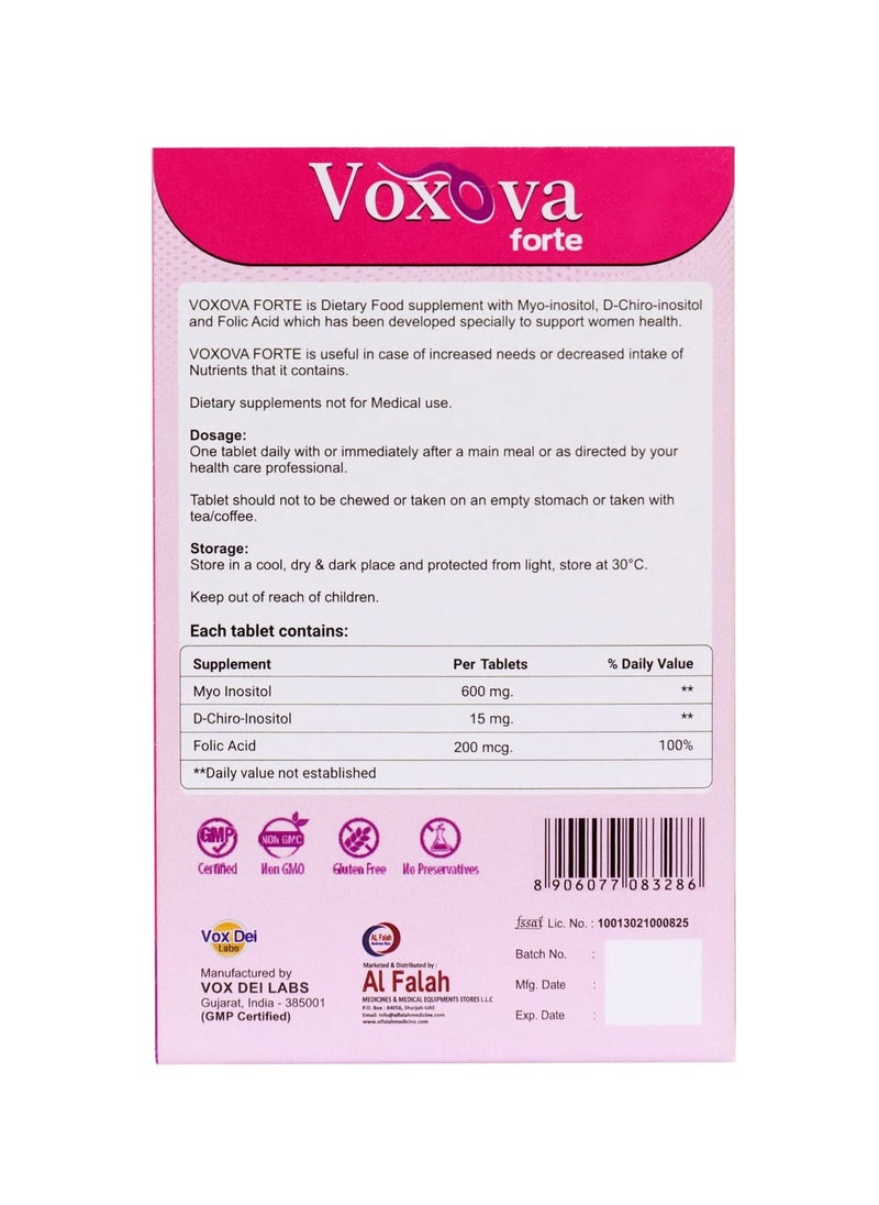 Vox Dei Labs VOXOVA FORTE Tablets – Myo-Inositol, D-Chiro Inositol & Folic Acid for Hormonal and Metabolic Support – 30 Tablets  - Image 2