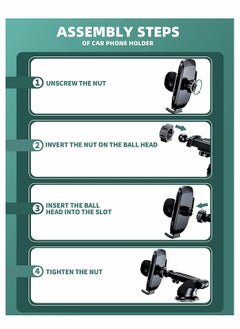 KASTWAVE Phone Holder, Car Phone Mount, Car Phone Holder Universal, for Dashboard Windshield Air Vent, for Compatible with All Smartphones  - Image 4
