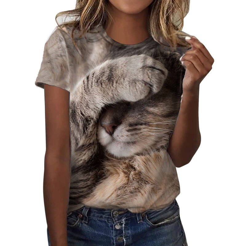 New Summer Women'S 3D Printed Casual All-Match Round Neck T-Shirt Short Sleeve Top Women'S T-Shirt - Image 4