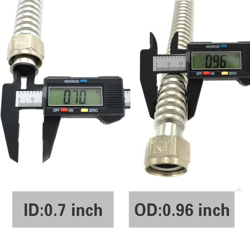 TT FLEX Stainless Steel Corrugated Water Heater Connector Flexible for Water Heater Water Softener,1" FIP x 1" FIP, 0.7" ID x 18" Length (2 Pack) - Image 4