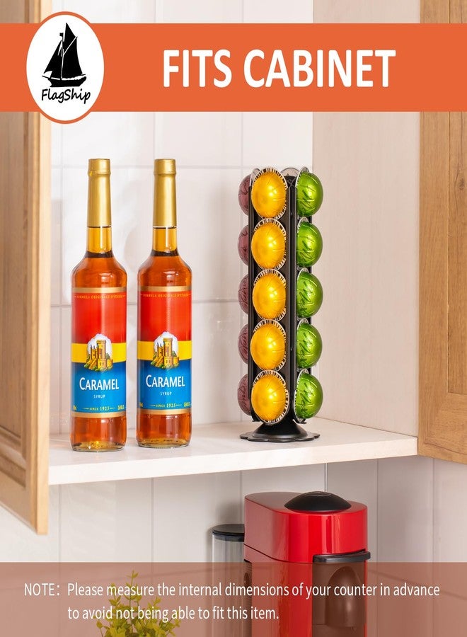 فلاج شيب حامل كبسولات قهوة Flagship لمنظم كبسولات Nespresso Vertuo، حامل كبسولات دوار 360 درجة، لا يتطلب تجميعًا، حامل كبسولات Vertuo معدني أسود (سعة 20 كبسولة) - Image 4