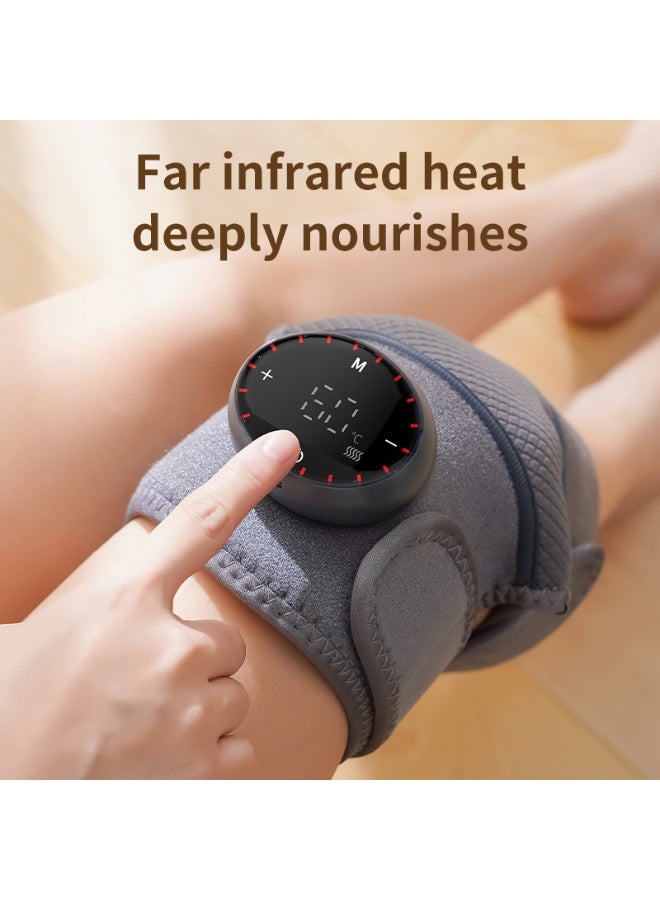 كيوبكسيل جهاز تدليك الركبة مع خاصية التسخين والاهتزاز لتخفيف الألم، دعامة ركبة كهربائية مُدفأة بخمسة مستويات حرارة وخمسة أوضاع تدليك، للركبة/المفصل/الكوع/الكتف (رمادي) - Image 2