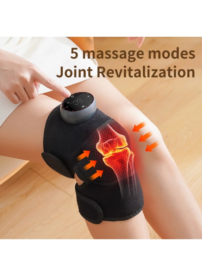 كيوبكسيل جهاز تدليك الركبة مع خاصية التسخين والاهتزاز لتخفيف الألم، دعامة ركبة كهربائية مُدفأة بخمسة مستويات حرارة وخمسة أوضاع تدليك، للركبة/المفصل/الكوع/الكتف (رمادي) - Image 3