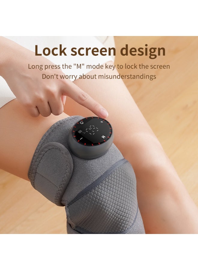 كيوبكسيل جهاز تدليك الركبة مع خاصية التسخين والاهتزاز لتخفيف الألم، دعامة ركبة كهربائية مُدفأة بخمسة مستويات حرارة وخمسة أوضاع تدليك، للركبة/المفصل/الكوع/الكتف (رمادي) - Image 4