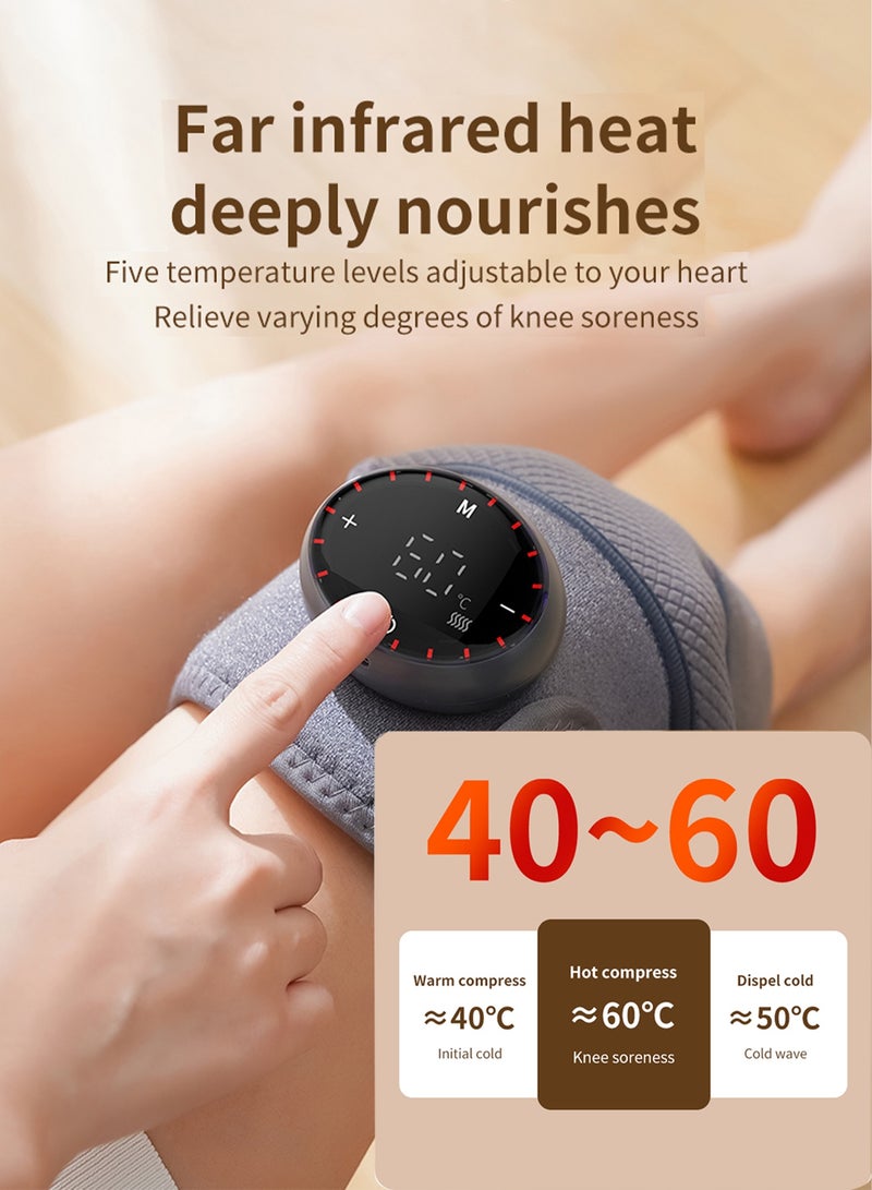 CUBEXELL Knee Massager With Heat Vibration For Pain Relief, Electric Heated Knee Brace With 5 Heat Levels And 5 Massage Mode,For Knee/Joint/Elbow/Shoulder(Grey) - Image 2