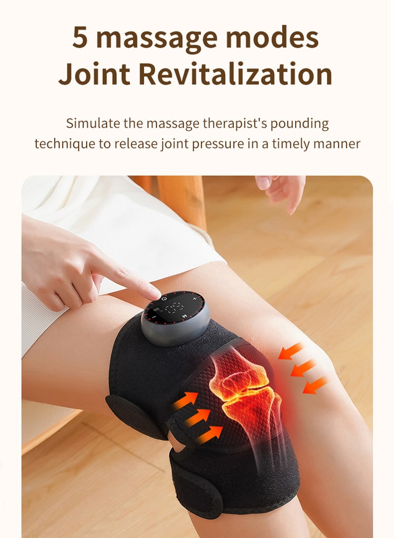 CUBEXELL Knee Massager With Heat Vibration For Pain Relief, Electric Heated Knee Brace With 5 Heat Levels And 5 Massage Mode,For Knee/Joint/Elbow/Shoulder(Grey) - Image 3