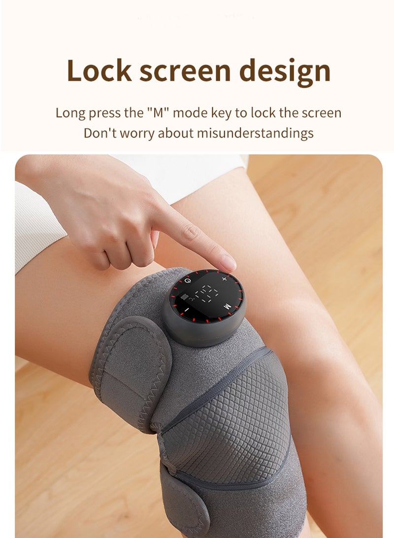 CUBEXELL Knee Massager With Heat Vibration For Pain Relief, Electric Heated Knee Brace With 5 Heat Levels And 5 Massage Mode,For Knee/Joint/Elbow/Shoulder(Grey) - Image 4