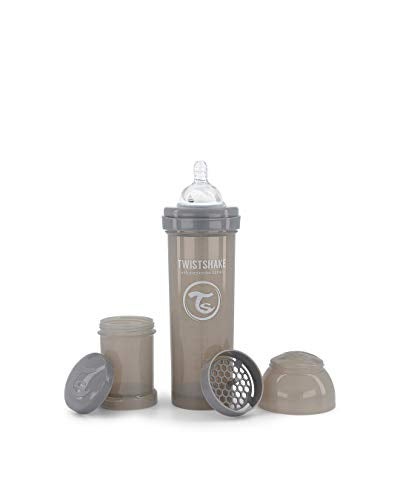 TWISTSHAKE Twistshake Anti Colic Baby Bottles Premium 330ml11oz Bottles with 100ml Milk Storage Container for a Comfortable Feeding Experience for Baby Care Pastel Grey