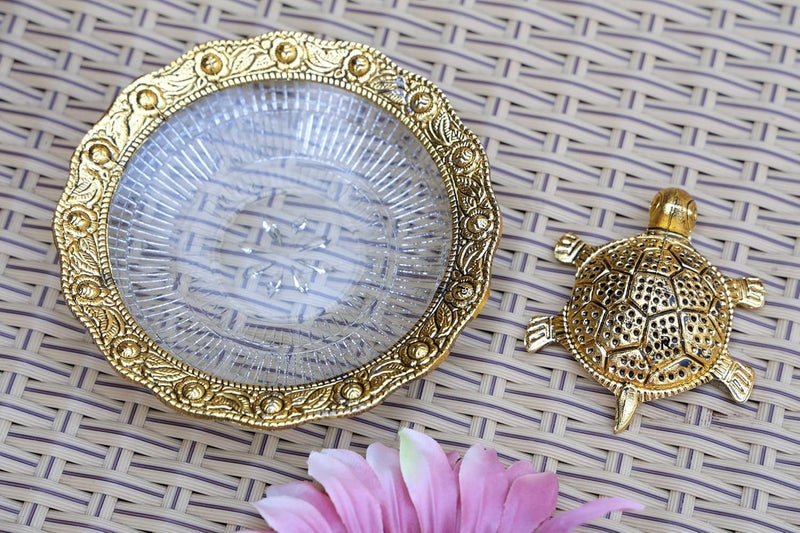 RUSTIC RELICS Metal Tortoise Vastu Feng Shui On Glass Plate Brass Metal Made Turtle Showpiece Figurine for Home Dcor for Good Luck Perfect for Gifting Purpose Office Room - Image 5