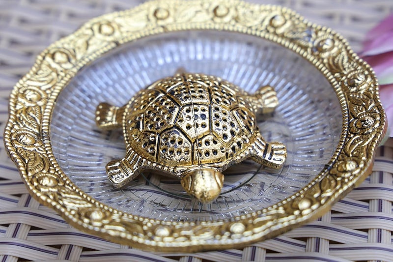 RUSTIC RELICS Metal Tortoise Vastu Feng Shui On Glass Plate Brass Metal Made Turtle Showpiece Figurine for Home Dcor for Good Luck Perfect for Gifting Purpose Office Room - Image 3