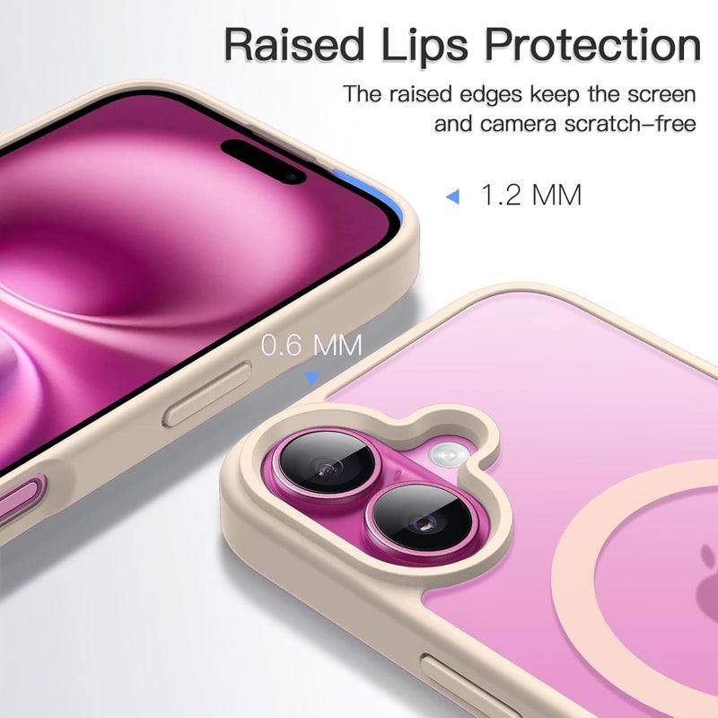 Elzzi Magnetic Guard Designed for iPhone 16 Plus Case Translucent Matte Hard PC + TPU Back Cover [Compatible with MagSafe] Anti-Scratch Shockproof Phone Case (6.7 Inch, Pink) - Image 4