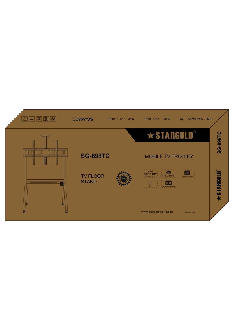 Stargold TV Floor Stand Mobile TV Bracket for 60-110 Inch Maximum Load 100KG VESA 1000×600MM  - Image 2