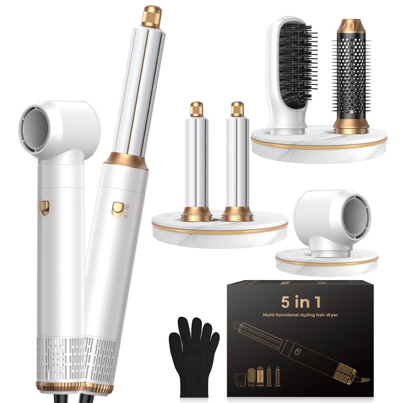 OKWRAP 5 in 1 Hair Dryer Brush Set,Professional Negative Ionic Hot Air Styler, Air Curling Wrap Styler,Detachable Blow Dryer Brush With Auto Wrap Curlers,Hair Styling Tools For Straight/Curl/Drying/Smoothing - Image 1