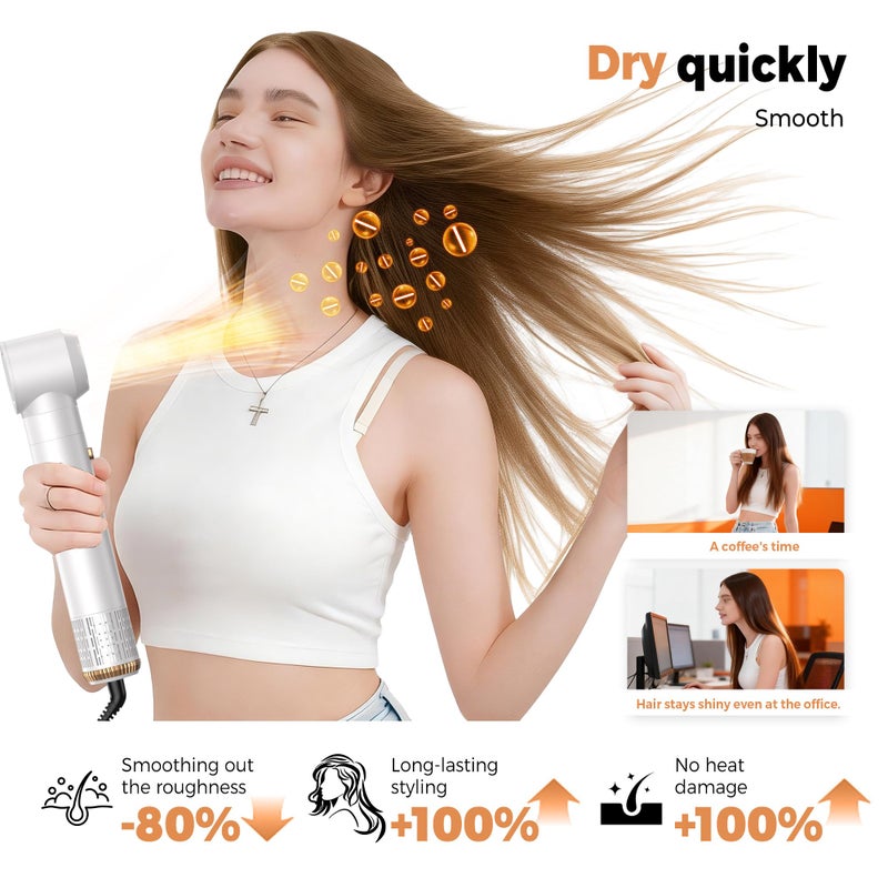 OKWRAP 5 in 1 Hair Dryer Brush Set,Professional Negative Ionic Hot Air Styler, Air Curling Wrap Styler,Detachable Blow Dryer Brush With Auto Wrap Curlers,Hair Styling Tools For Straight/Curl/Drying/Smoothing - Image 5