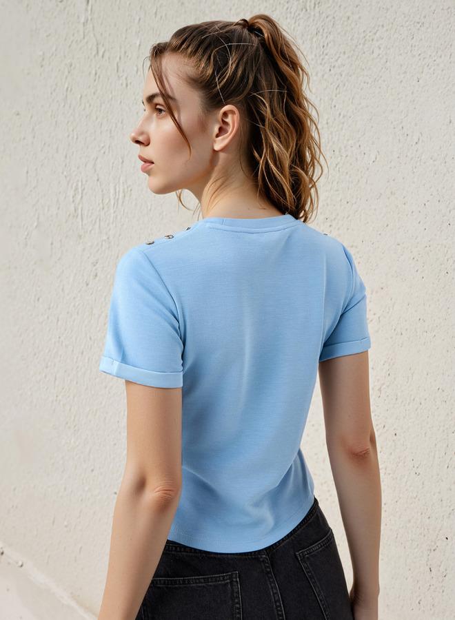تواكستريمز تيشيرت بياقة دائرية وتفاصيل أزرار - Image 3