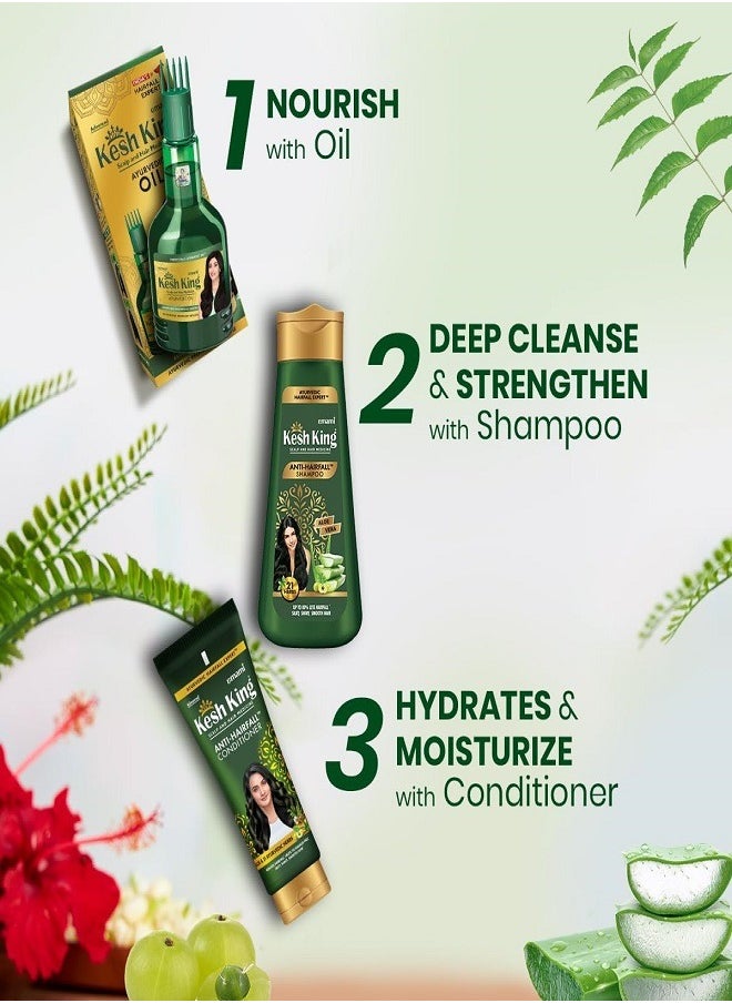 Kesh King Set Ayurvedic Anti Hairfall Shampoo  200ml+Conditioner 200ml+ Oil 100ml