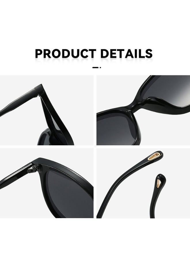 آنا نظارات شمسية عصرية بتصميم منحني فريد وإطار مربع دائري مع حماية من أشعة UV - Image 2