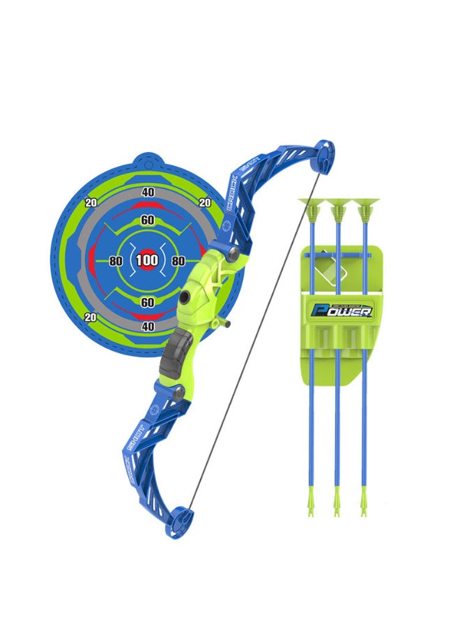 POWER Archery set for children with arrows and target board, educational sports game in blue and green, archery set with circular scoreboard - Image 1