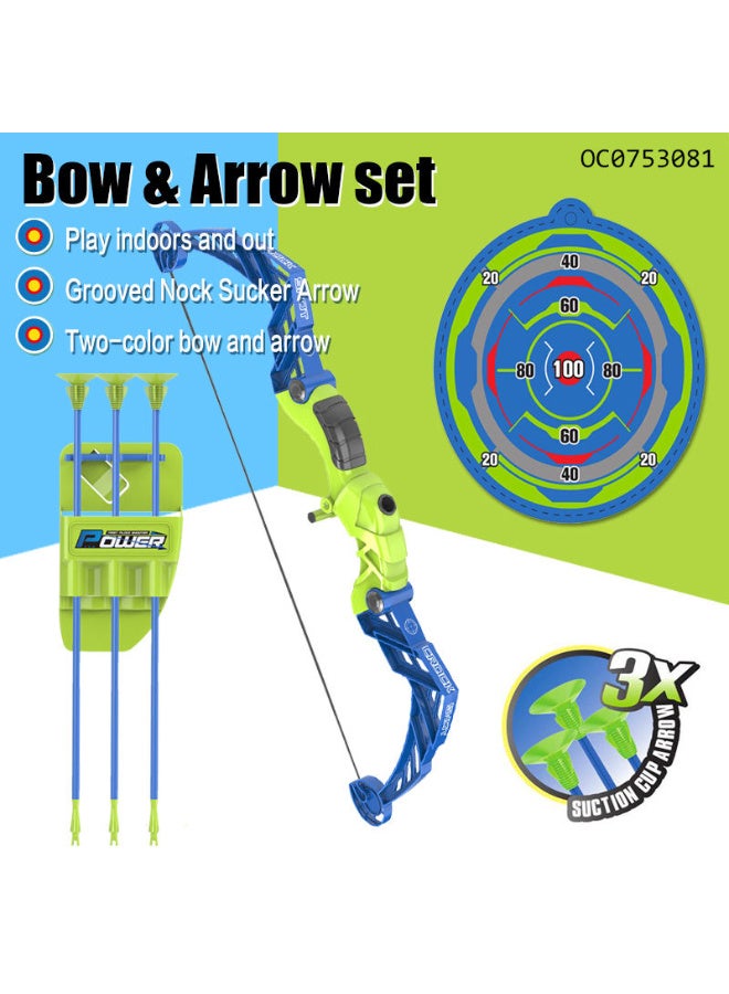 POWER Archery set for children with arrows and target board, educational sports game in blue and green, archery set with circular scoreboard - Image 3