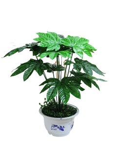 Generic 12 Forked Branches Simulated Plant Bonsai With Plastic Flower Pots Indoor Living Room Decoration Simulated Green Plants Potted Plants Artificial Flower Decorations Bonsai  - Image 1