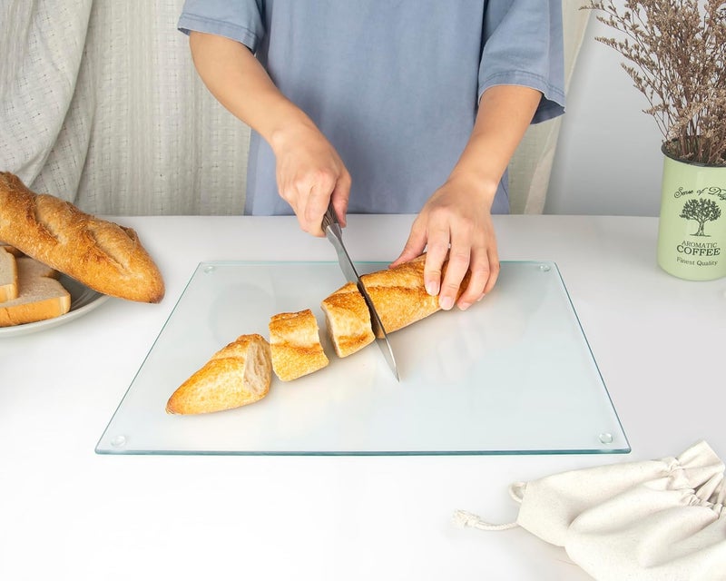 Kitchenville لوح تقطيع زجاجي من كيتشينفيل 40×30 سم: شفاف، متين، صحي لحماية سطح العمل - مقاوم للخدش، مقاوم للحرارة، سهل التنظيف - Image 3