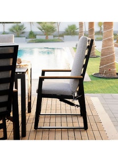 DANUBE HOME Jazzlyn Dining Chair1-Seater All Weather Aluminum Patio Modern Outdoor Furniture For GardenGrey  - Image 1
