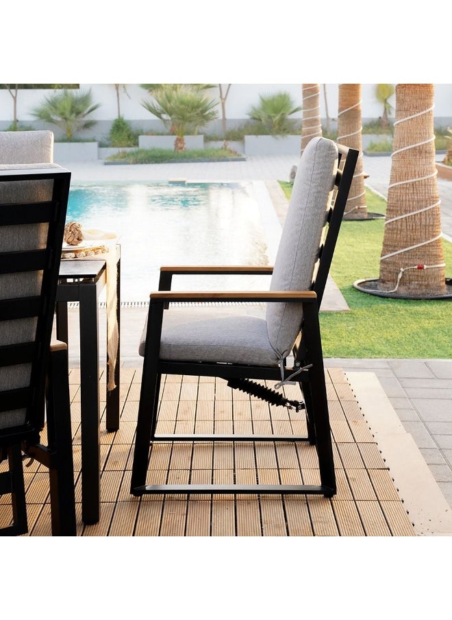 DANUBE HOME Jazzlyn Dining Chair1-Seater All Weather Aluminum Patio Modern Outdoor Furniture For GardenGrey  - Image 1