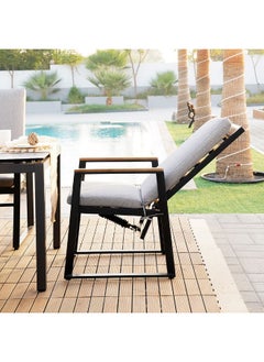 DANUBE HOME Jazzlyn Dining Chair1-Seater All Weather Aluminum Patio Modern Outdoor Furniture For GardenGrey  - Image 4