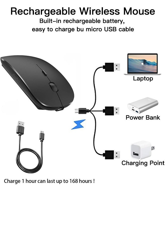 Rechargeable Wireless Bluetooth Mouse for Laptop,PC,Macbook,iPad,Desktop Computer,Black